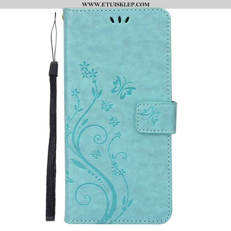 Etui Folio do Google Pixel 7 z Łańcuch Pasek Pro Flowers And Butterfly